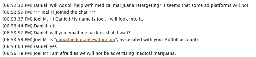 Cannabis Marketing AdRoll conversation Cannabis Marketing AdRoll conversation