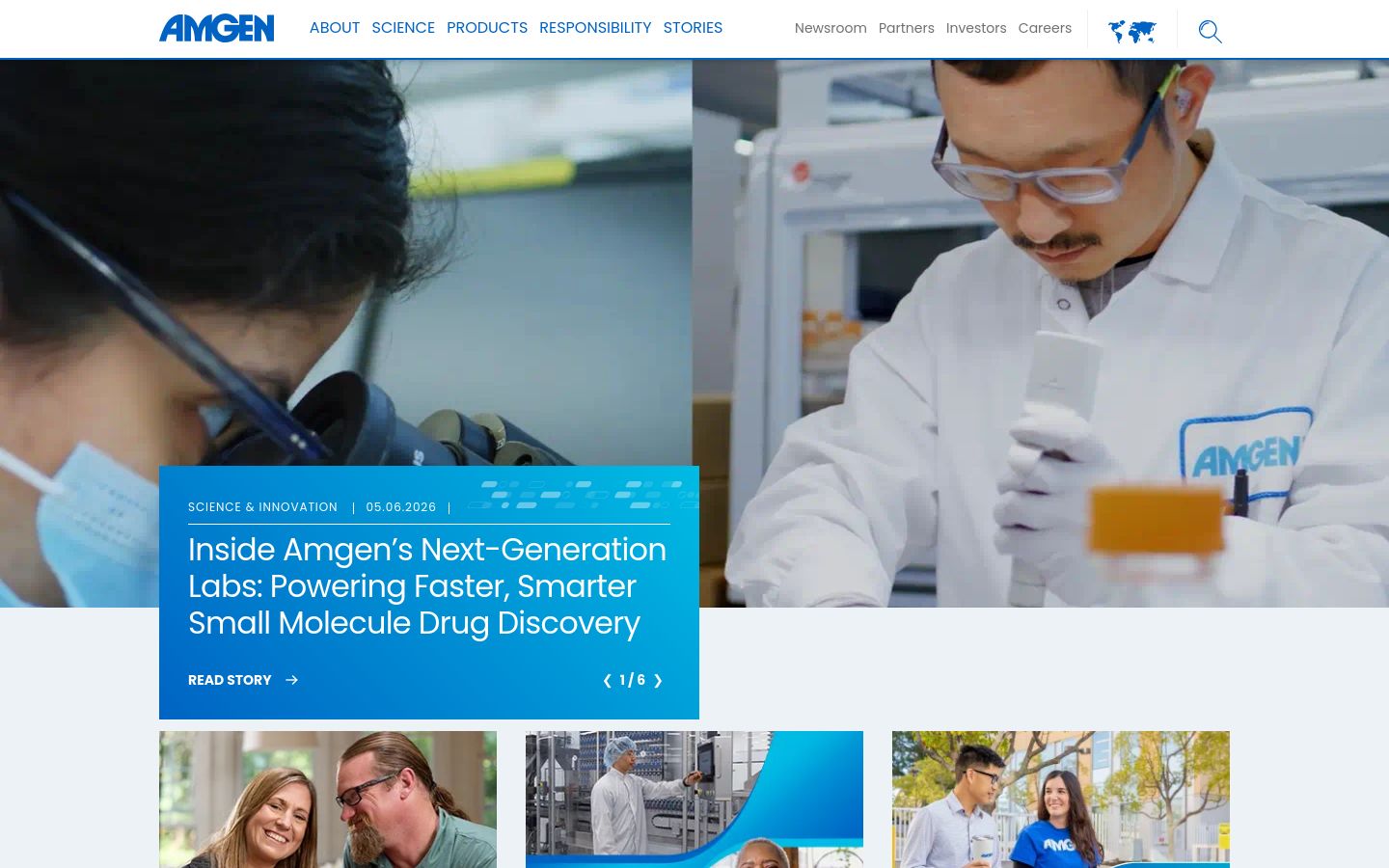Amgen biotech website homepage