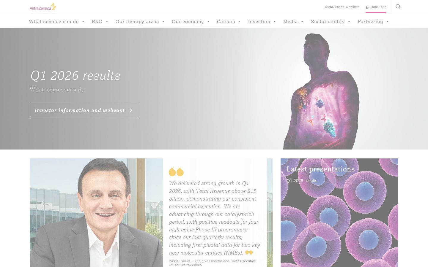AstraZeneca biotech website homepage