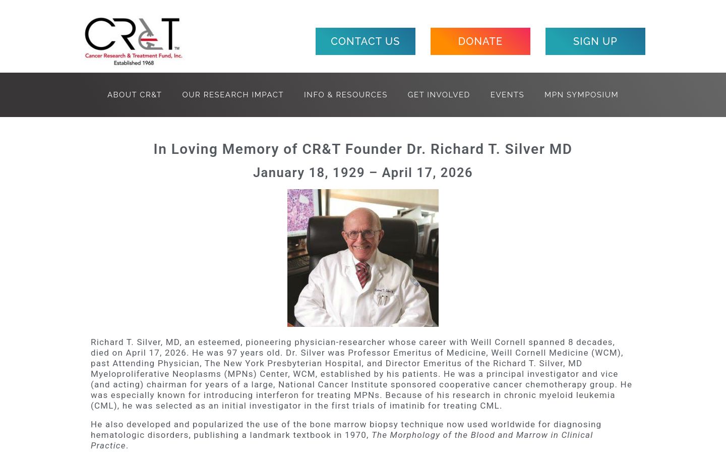 Cancer Research Treatment Fund nonprofit website