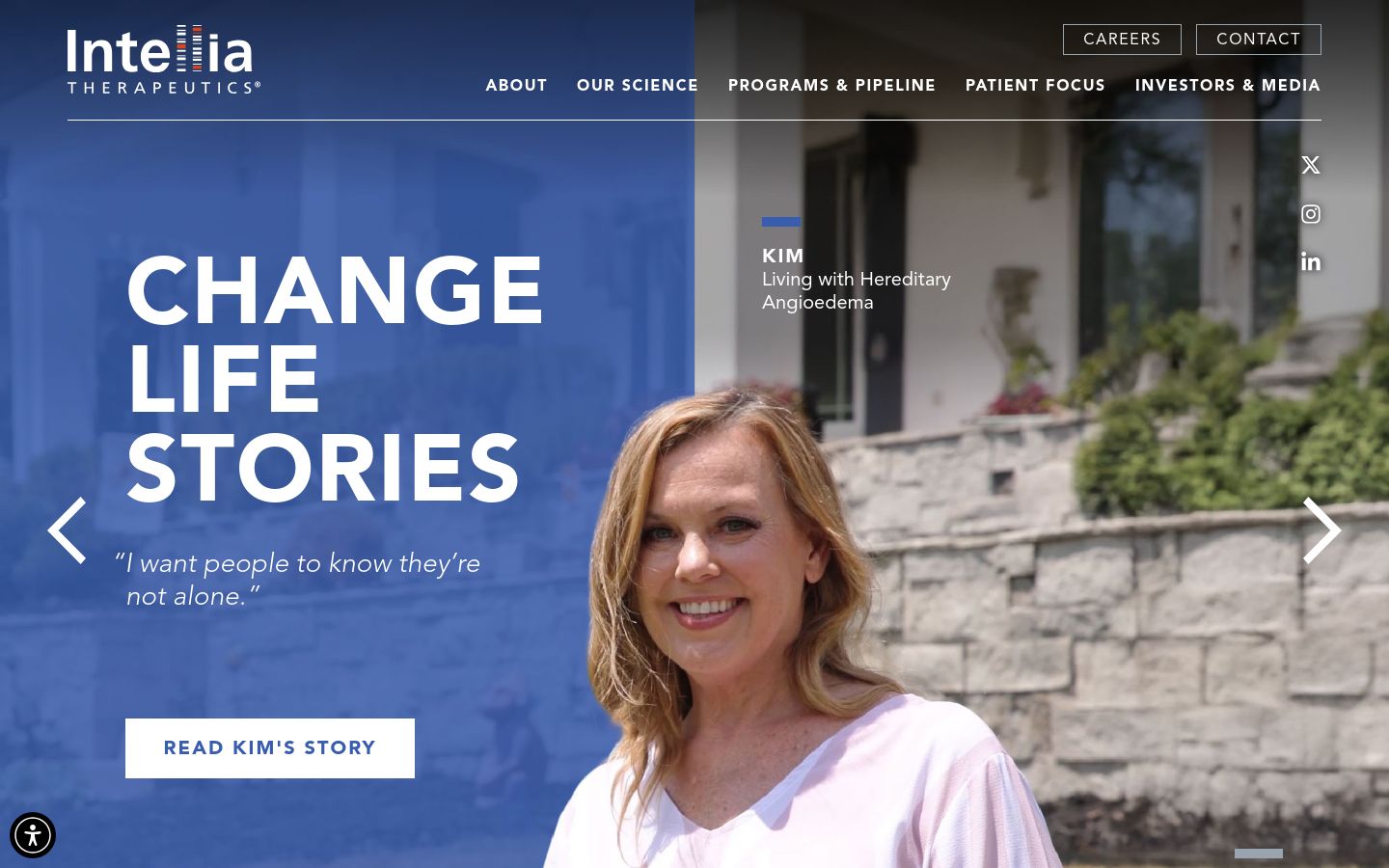 Intellia Therapeutics CRISPR gene editing website