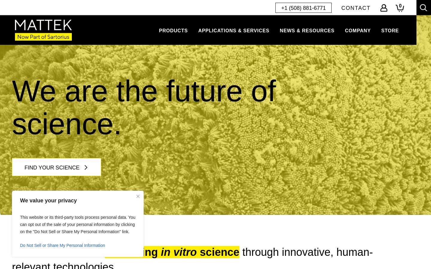 MatTek in vitro tissue models website