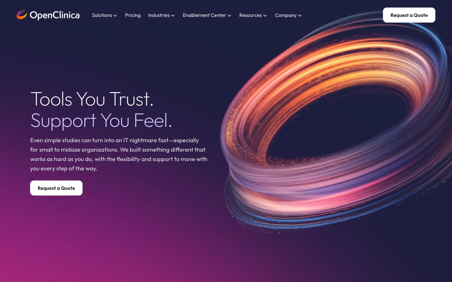 OpenClinica clinical trial software homepage