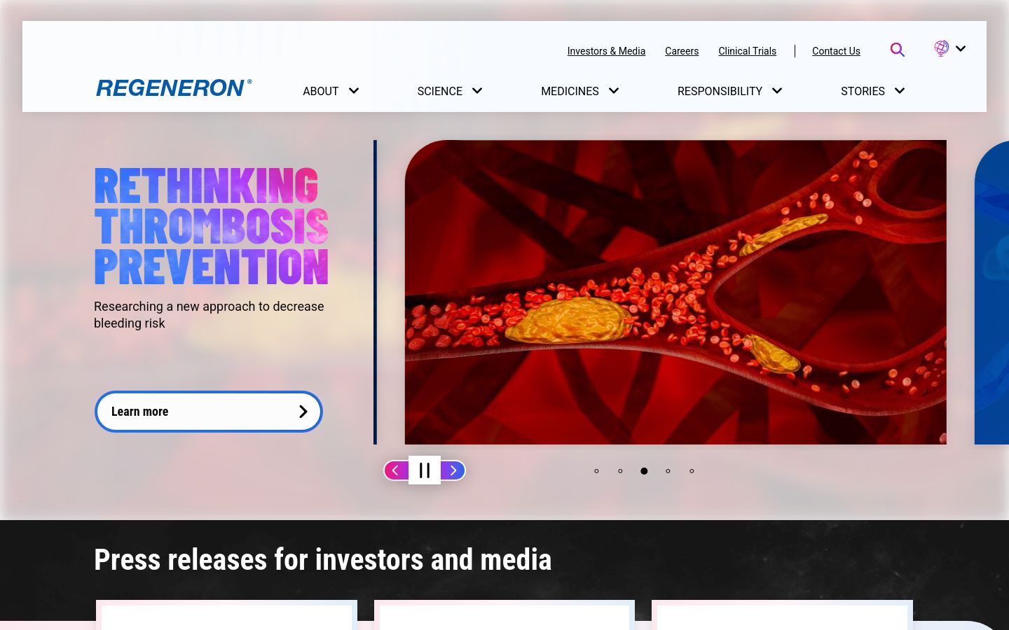 Regeneron pharmaceuticals website homepage