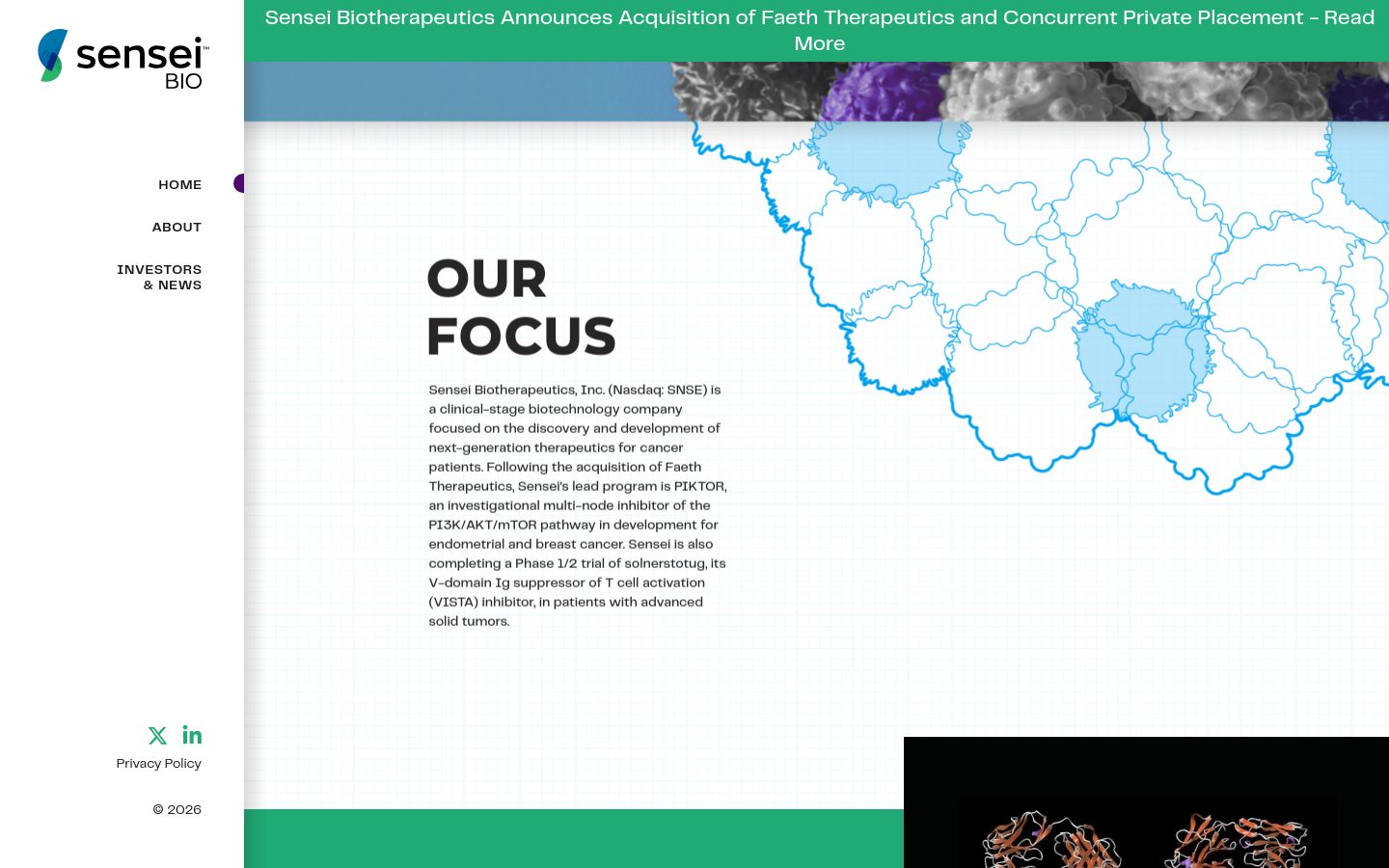 Sensei Biotherapeutics immuno-oncology website