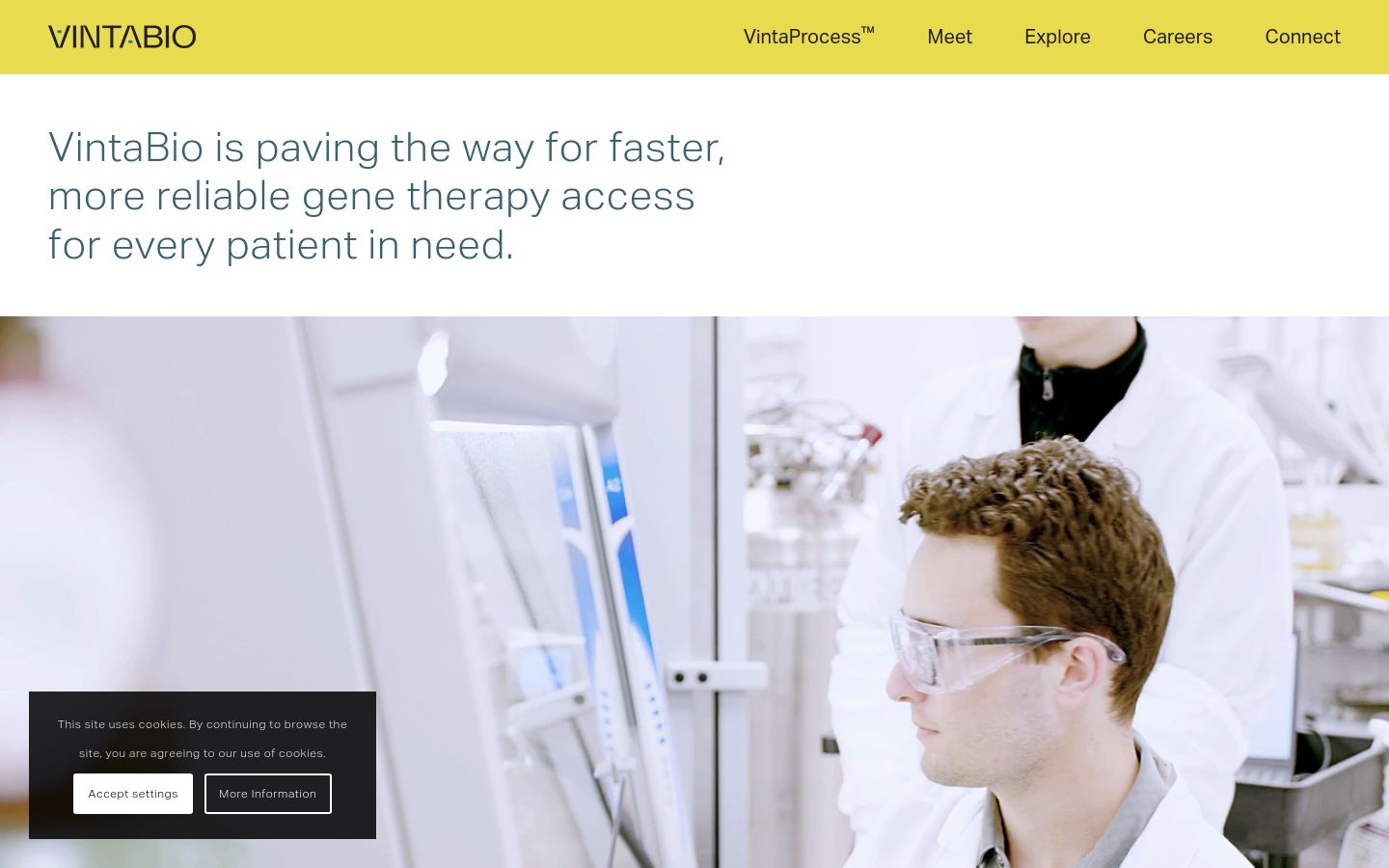 VintaBio viral vector CDMO website