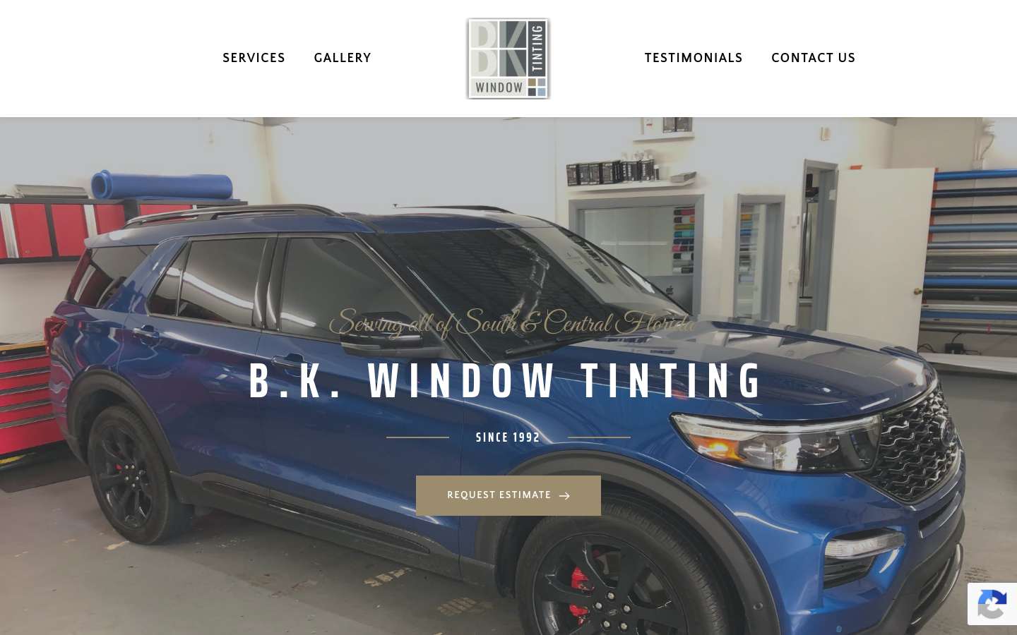 BK Window Tinting homepage