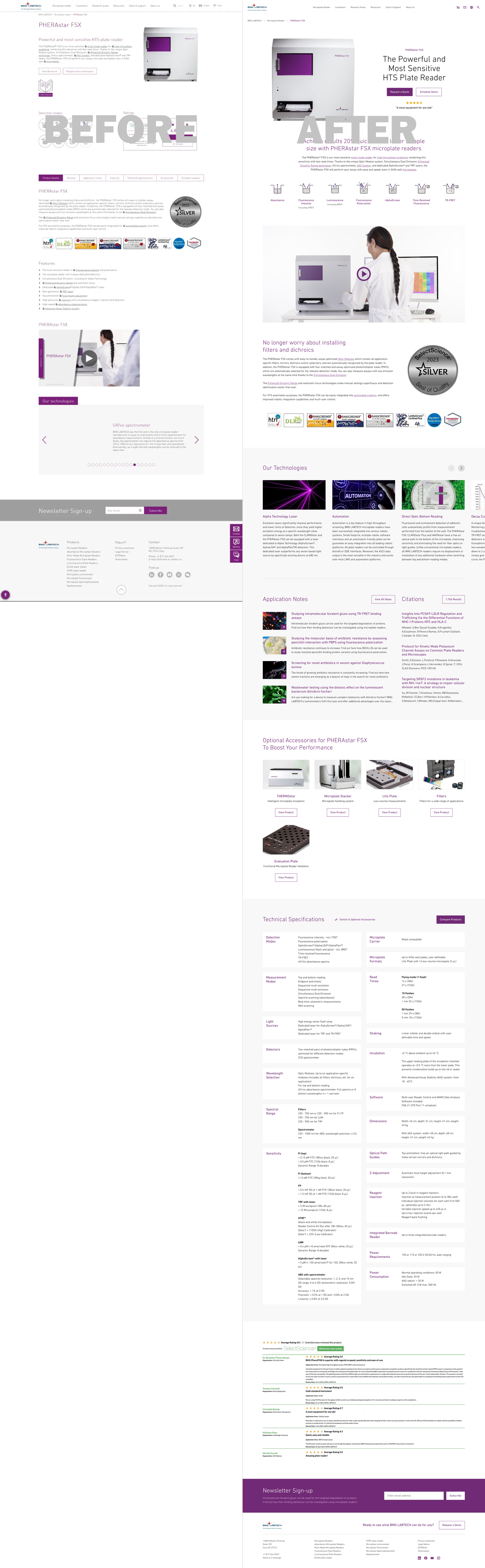 BMG Labtech Product Page Before and After