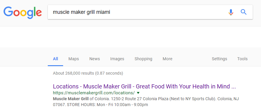 example of bad multilocation local SEO- MMG