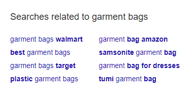 keyword competition garment bags searches related to