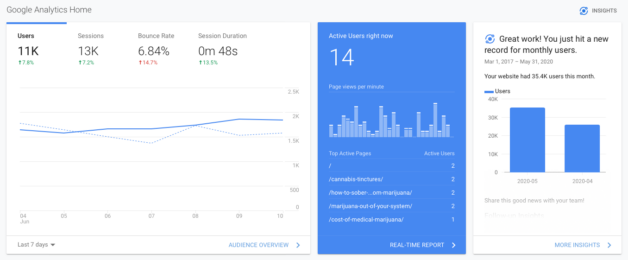 Google Analytics Dahboard